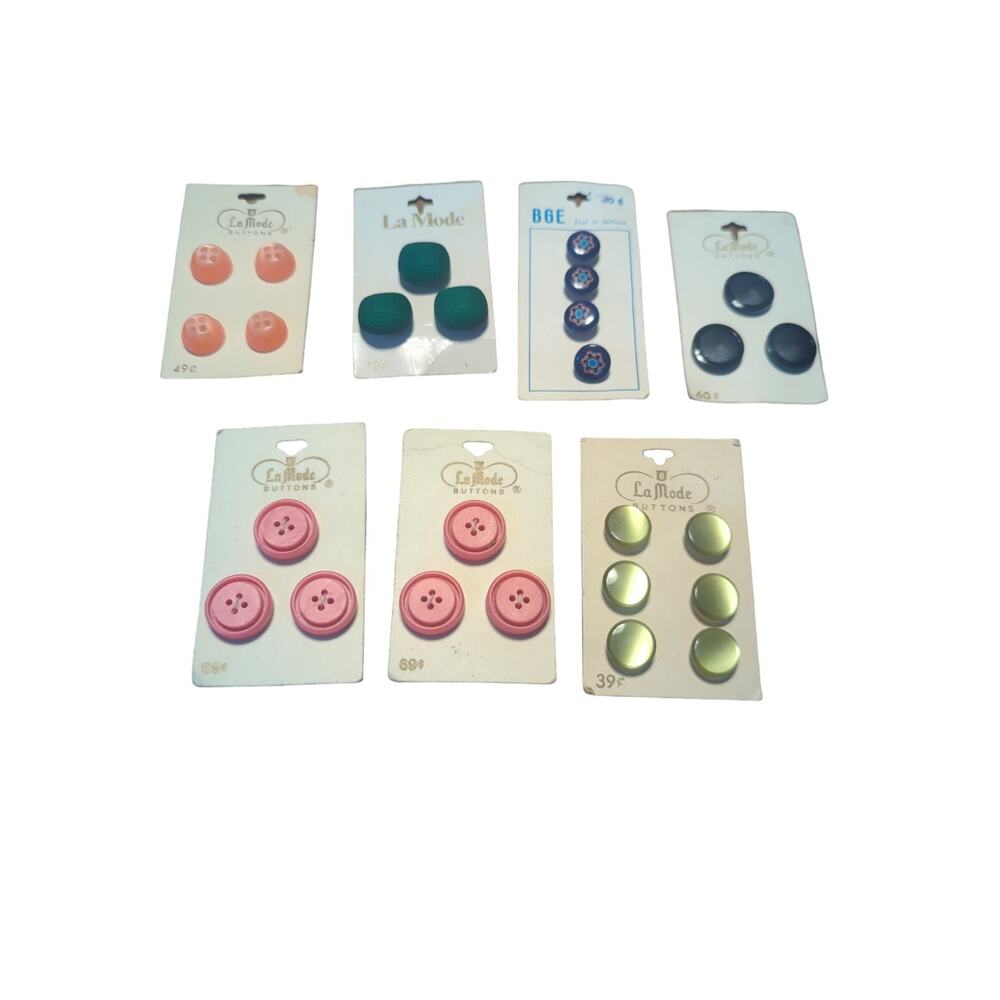 7 LA MODE / BGR VINTAGE Buttons Green Pink Black Black